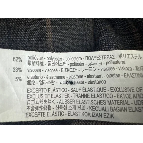 ZARA Small Plaid Small Slim Fit Trousers Gray Check Pattern - Picture 11 of 14